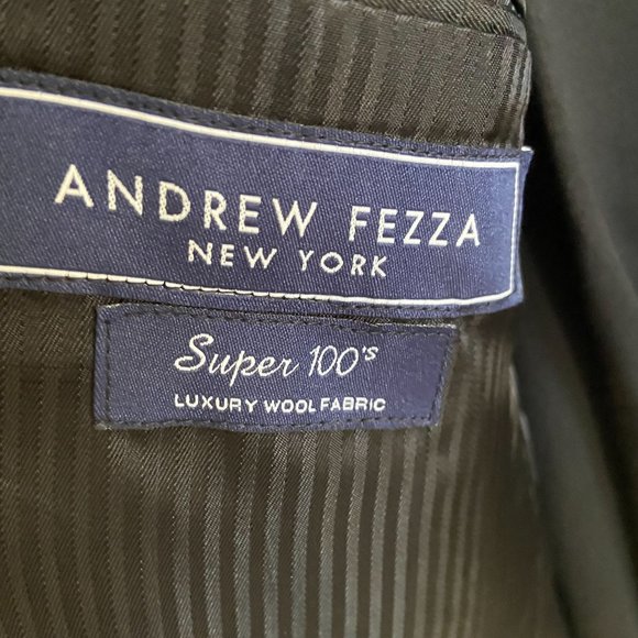 - Andrew Fezza Black 100% Worsted Wool w/ Pants 38L - Picture 3 of 8